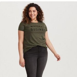 Olive 'Whiskey Business' Crew Fitted Tee